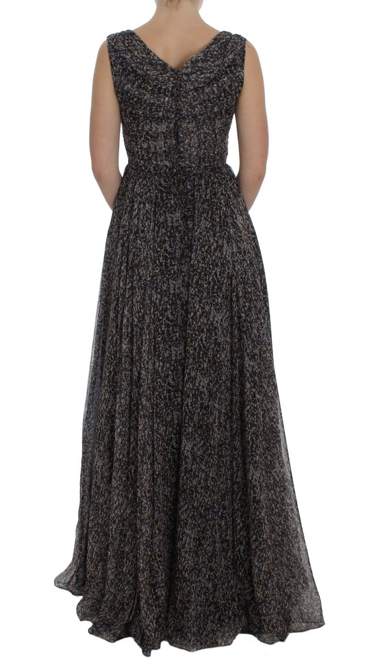 Long black dress with ruffles on sleeves