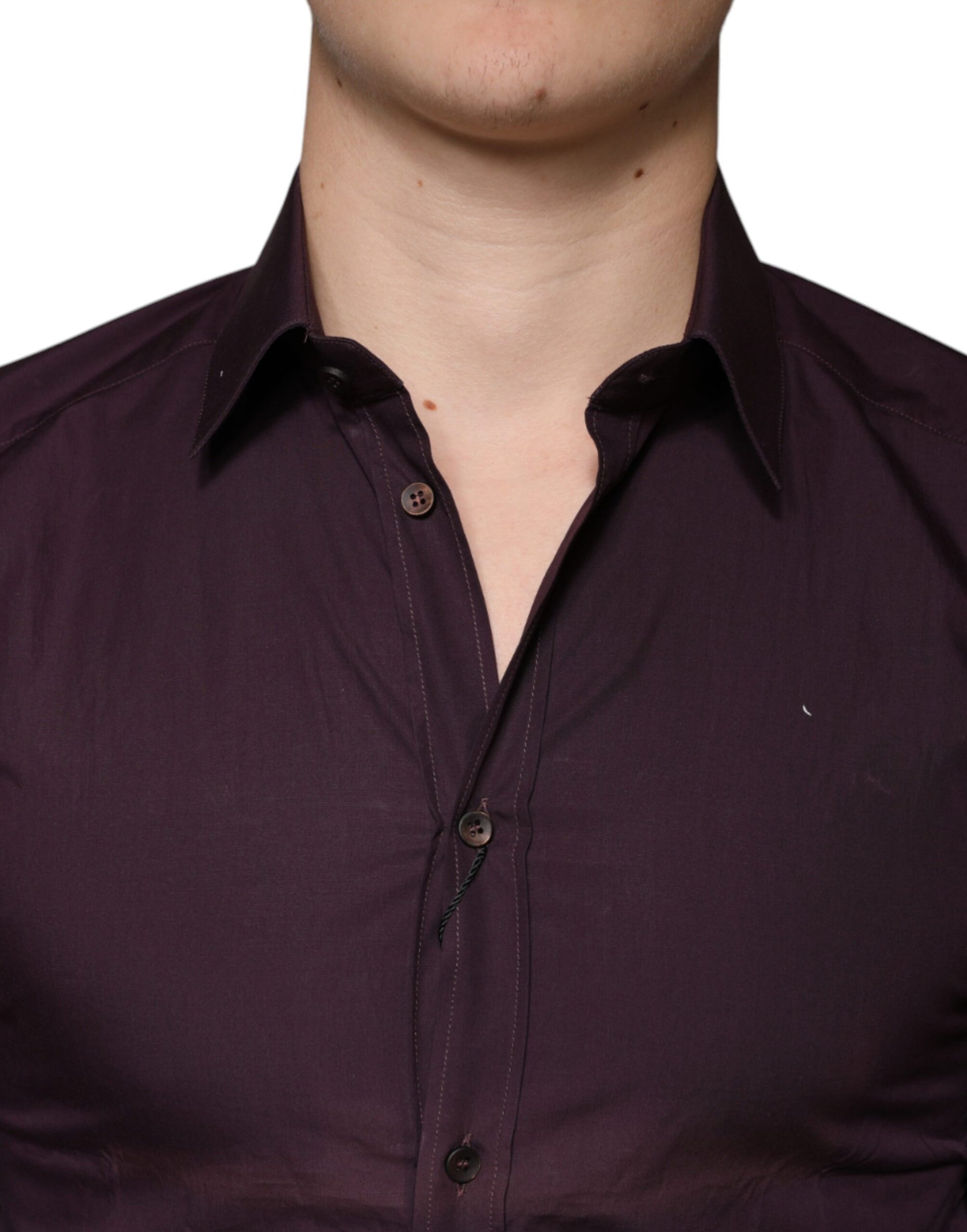 Purple dress shirt with collar and buttons