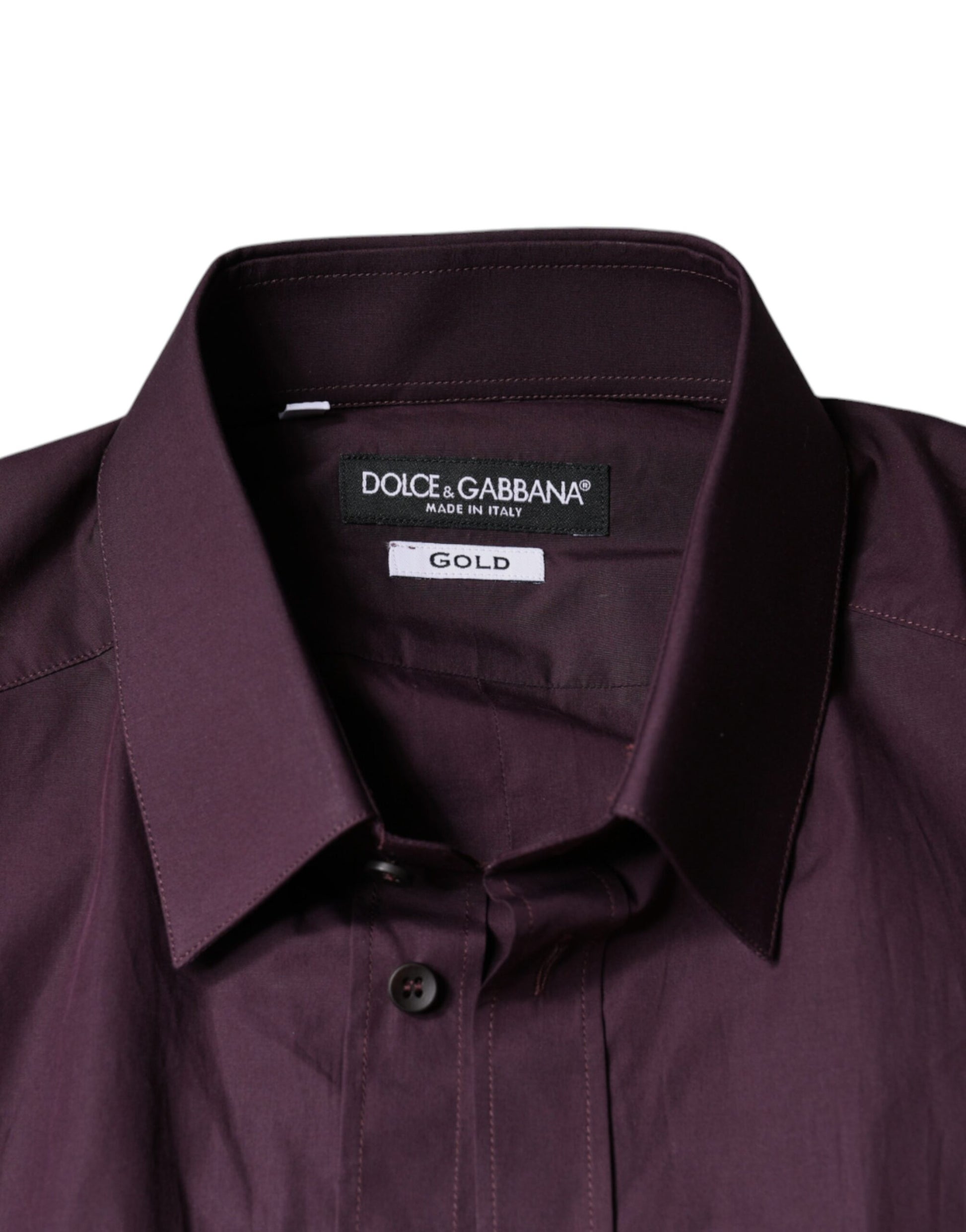 Purple men's dress shirt with gold label from Dolce & Gabbana