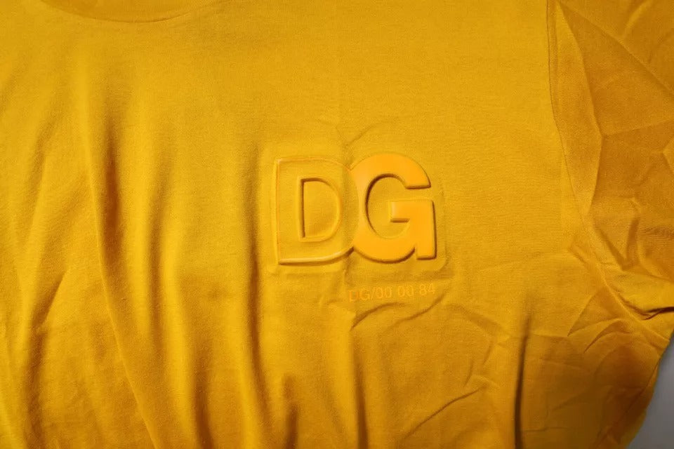 Yellow t-shirt with a logo on front