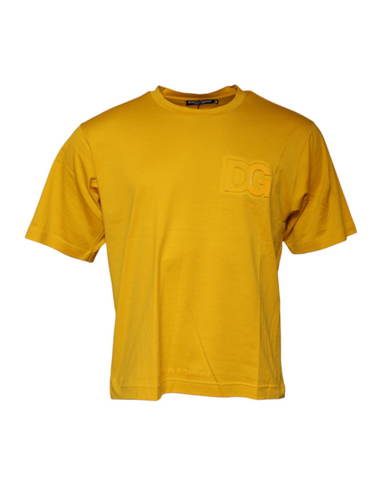 Yellow short sleeve t-shirt on hanger