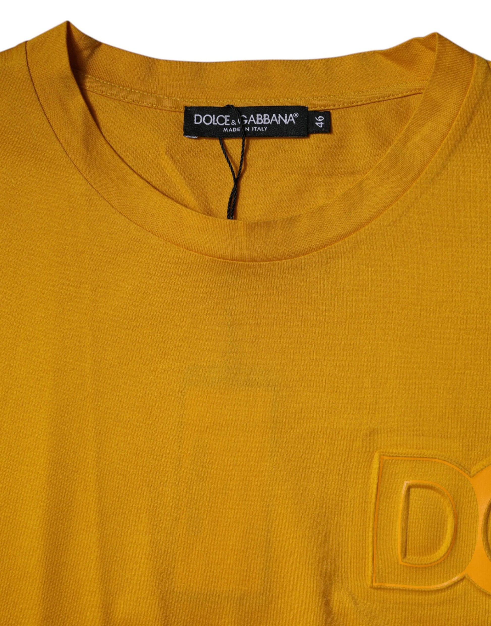 Yellow sweatshirt with a logo on the left chest area
