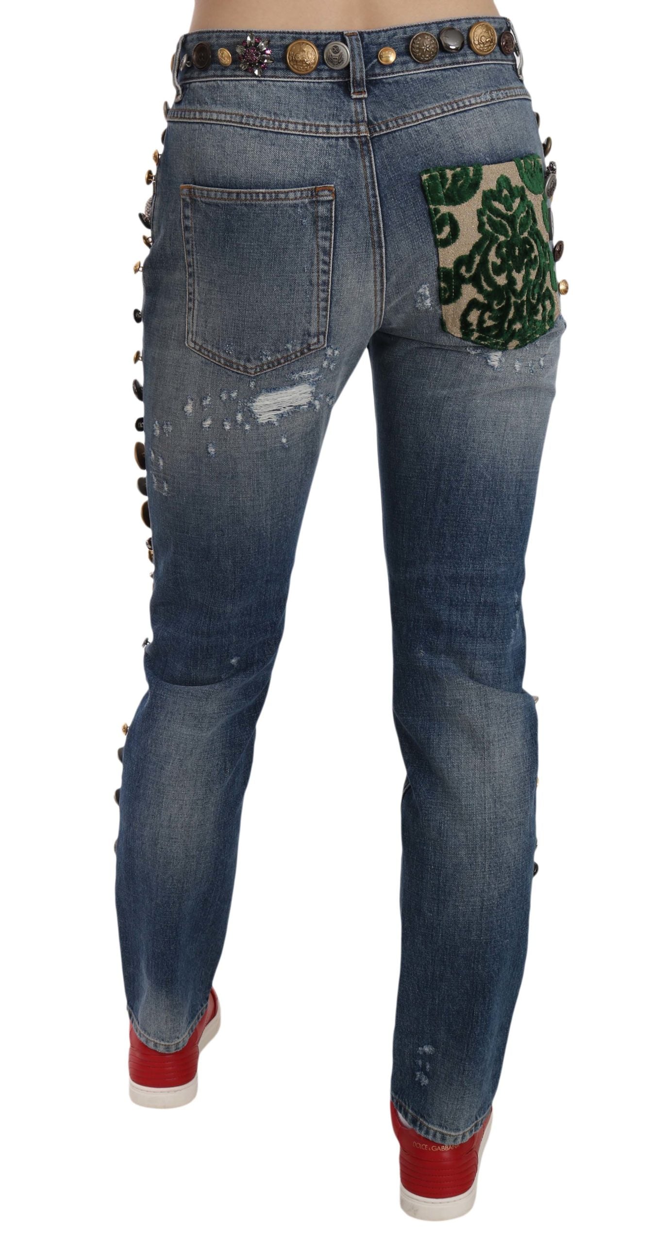 Pair of blue jeans with embroidered pockets