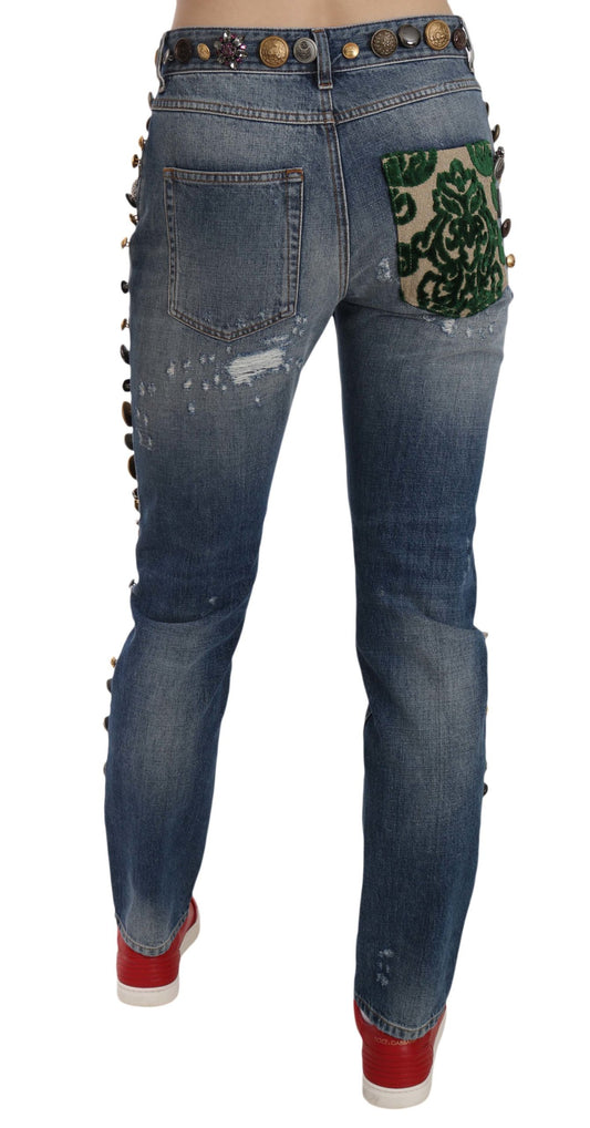 Pair of blue jeans with embroidered pockets
