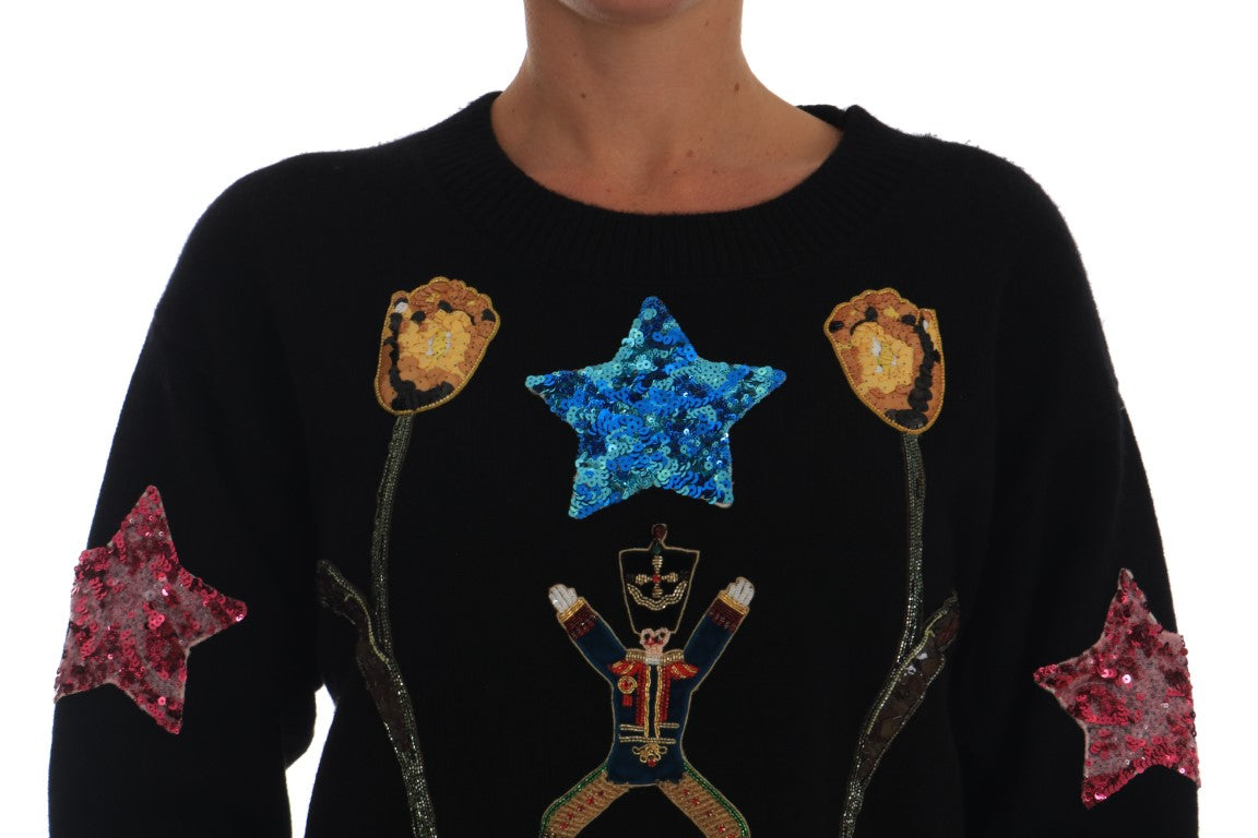 Sweater with stars, flowers, and a soldier design