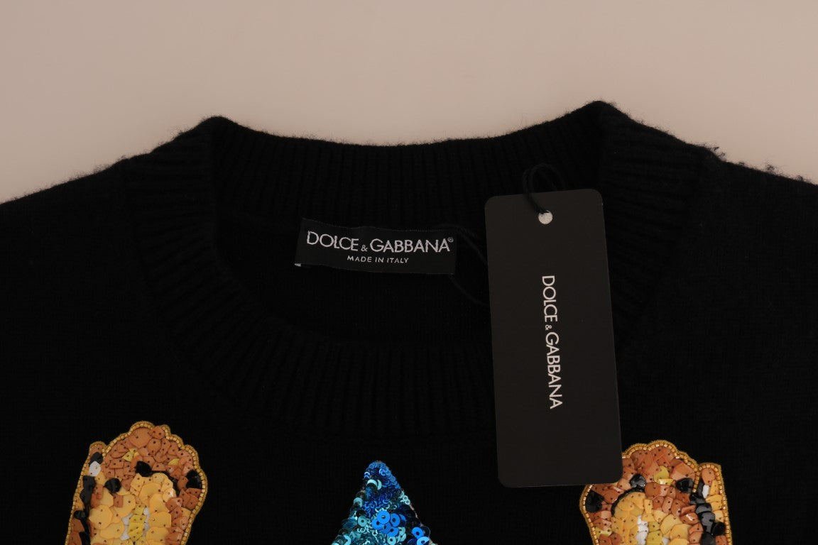 Black sweater with embroidery on front