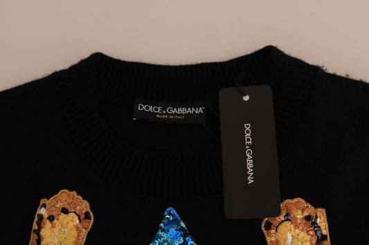 Black sweater with embroidery on front