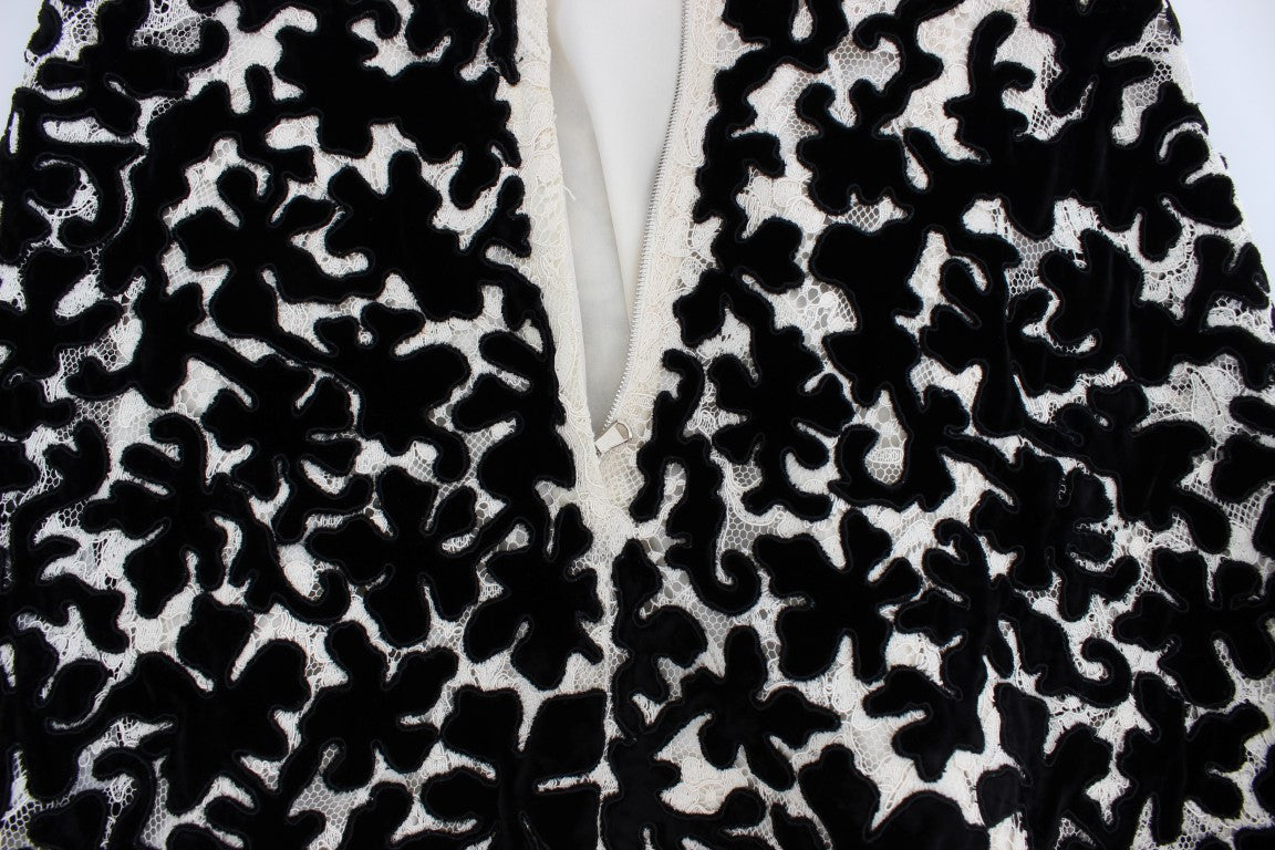 Black and white fur coat with hood