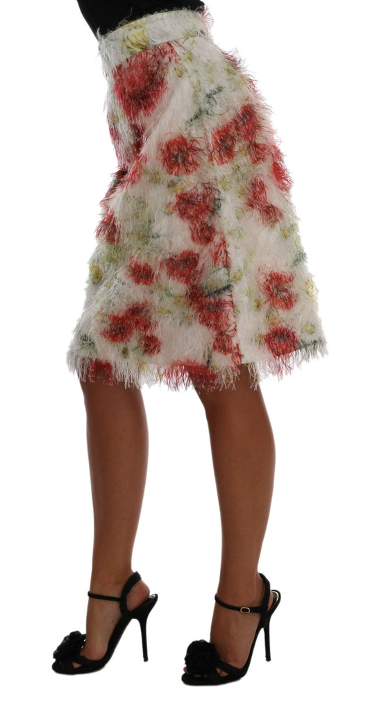 Skirt with floral pattern on a model