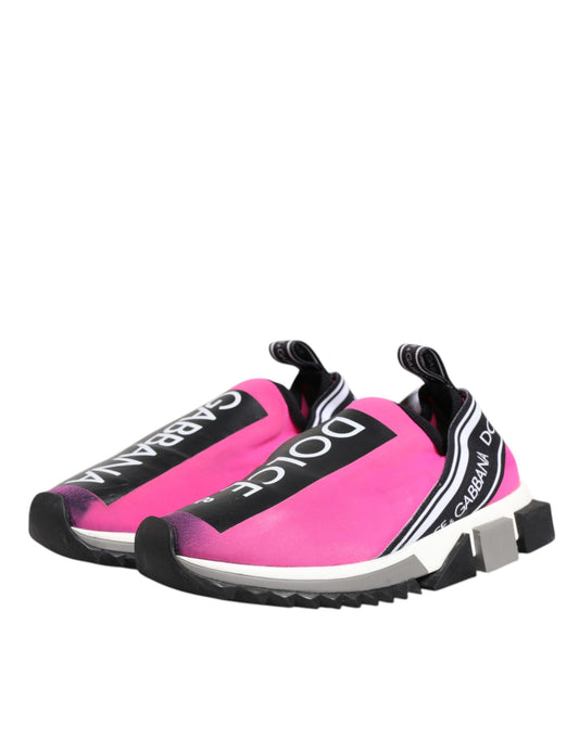 Pink water shoes with white stripes