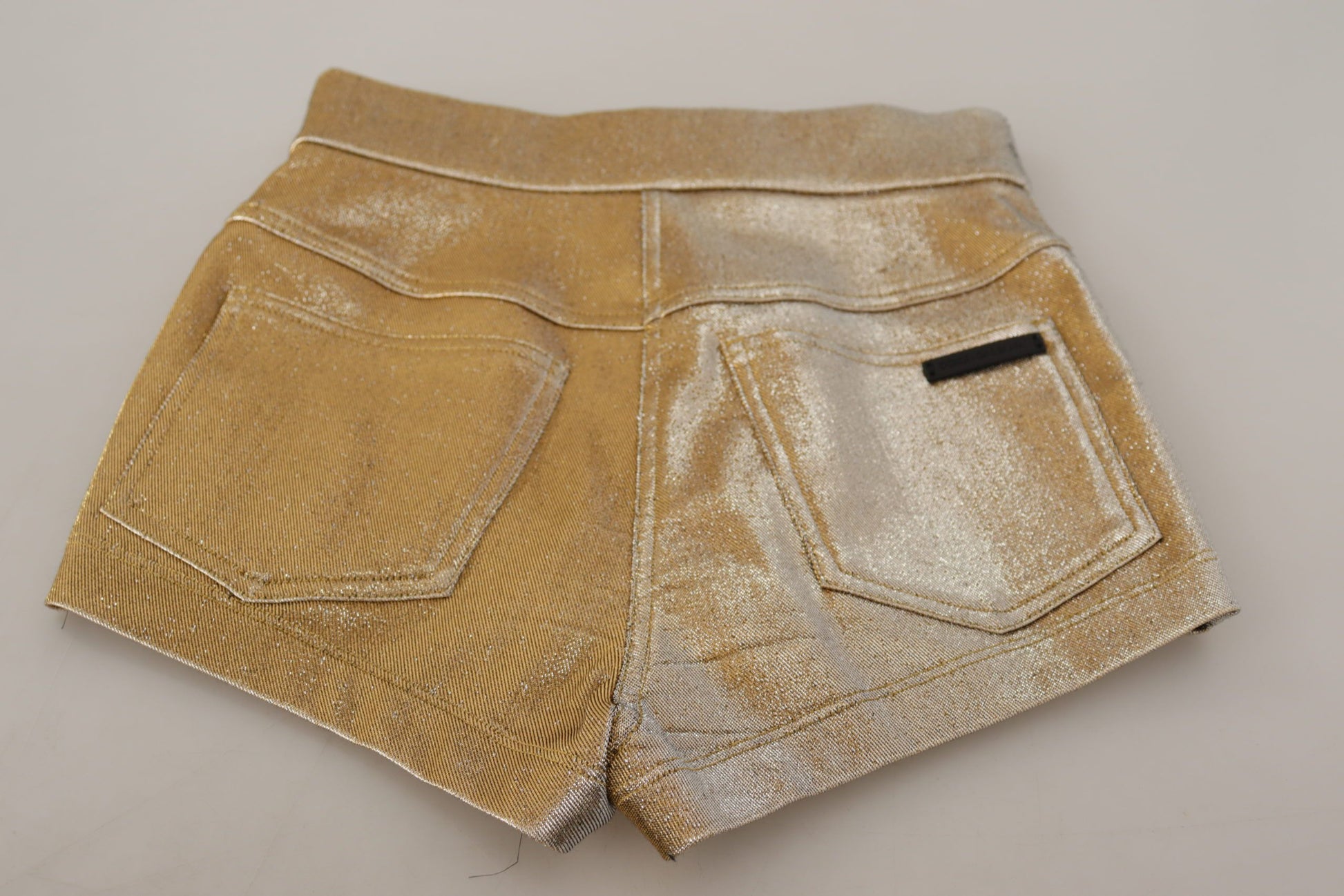 Gold sequined denim shorts