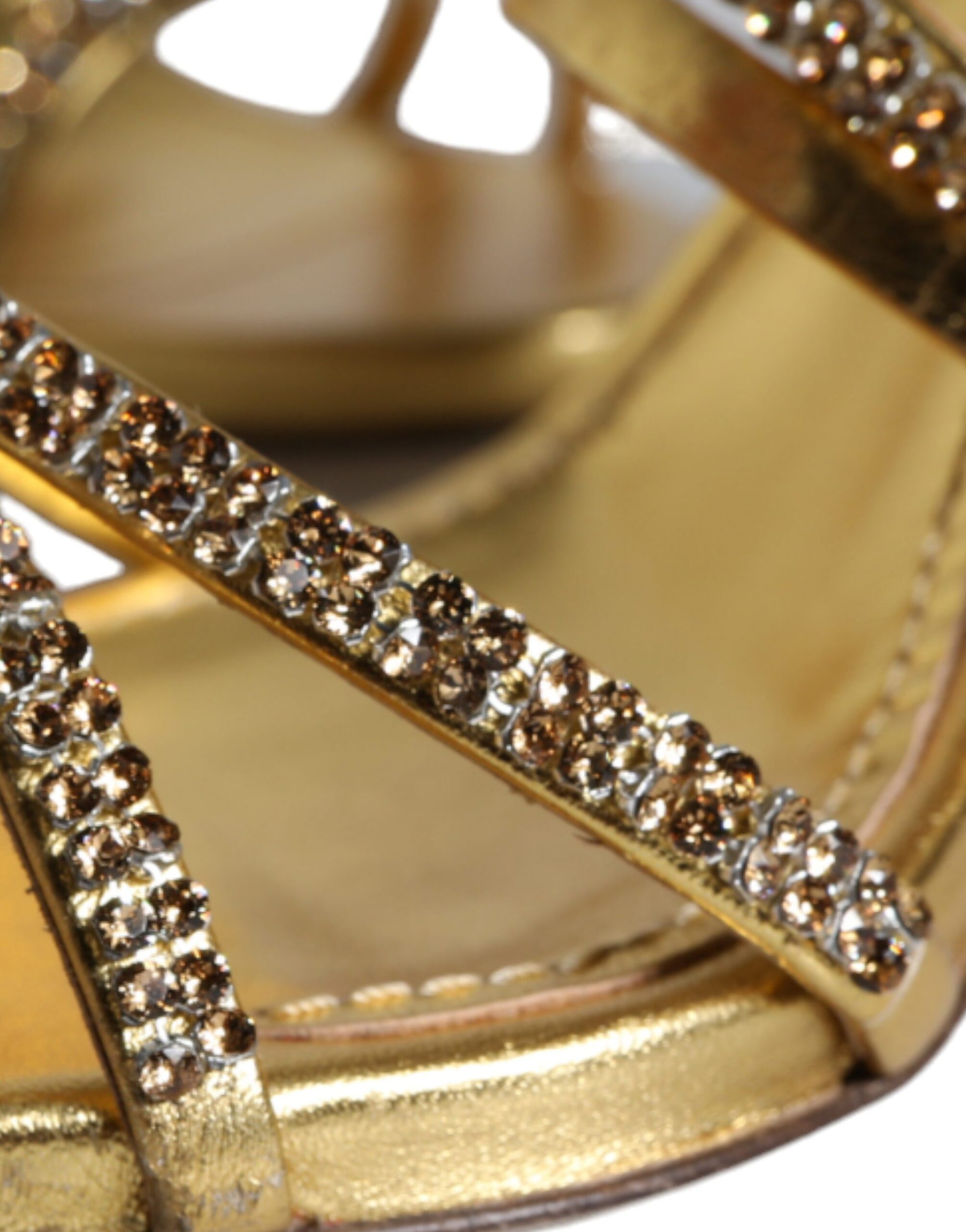 Gold shoe with rhinestones
