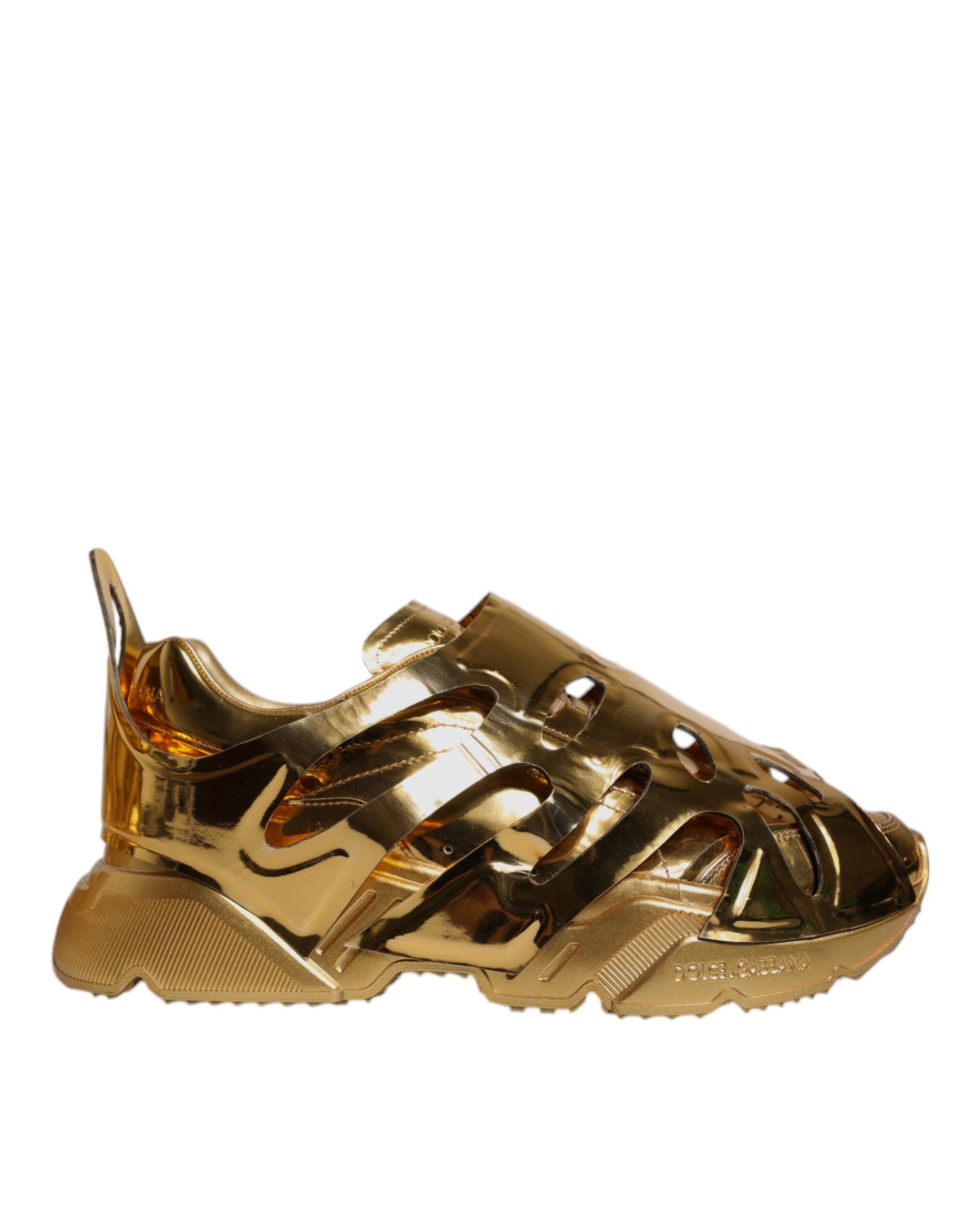 Gold baby shoe with laces