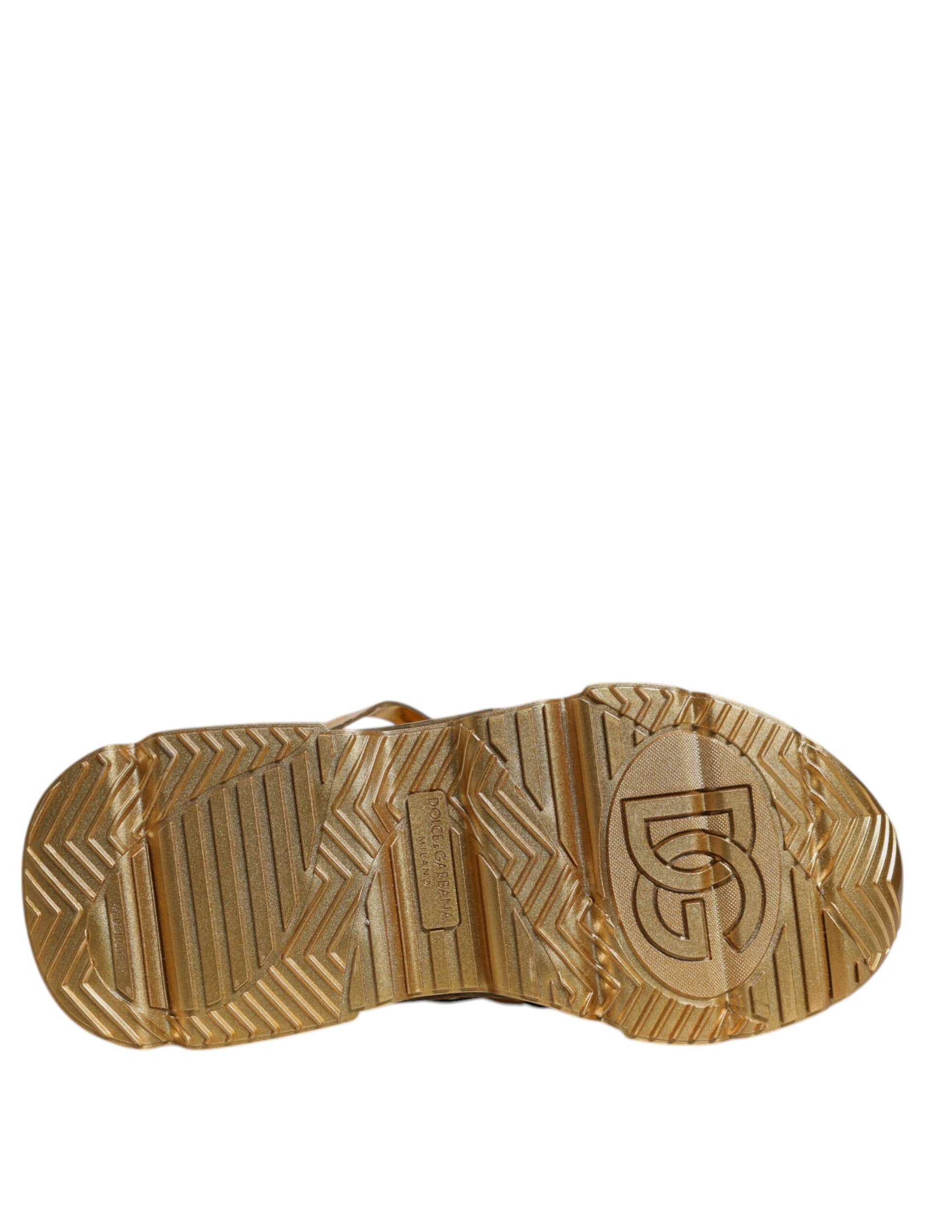 Shoe with a gold design on top