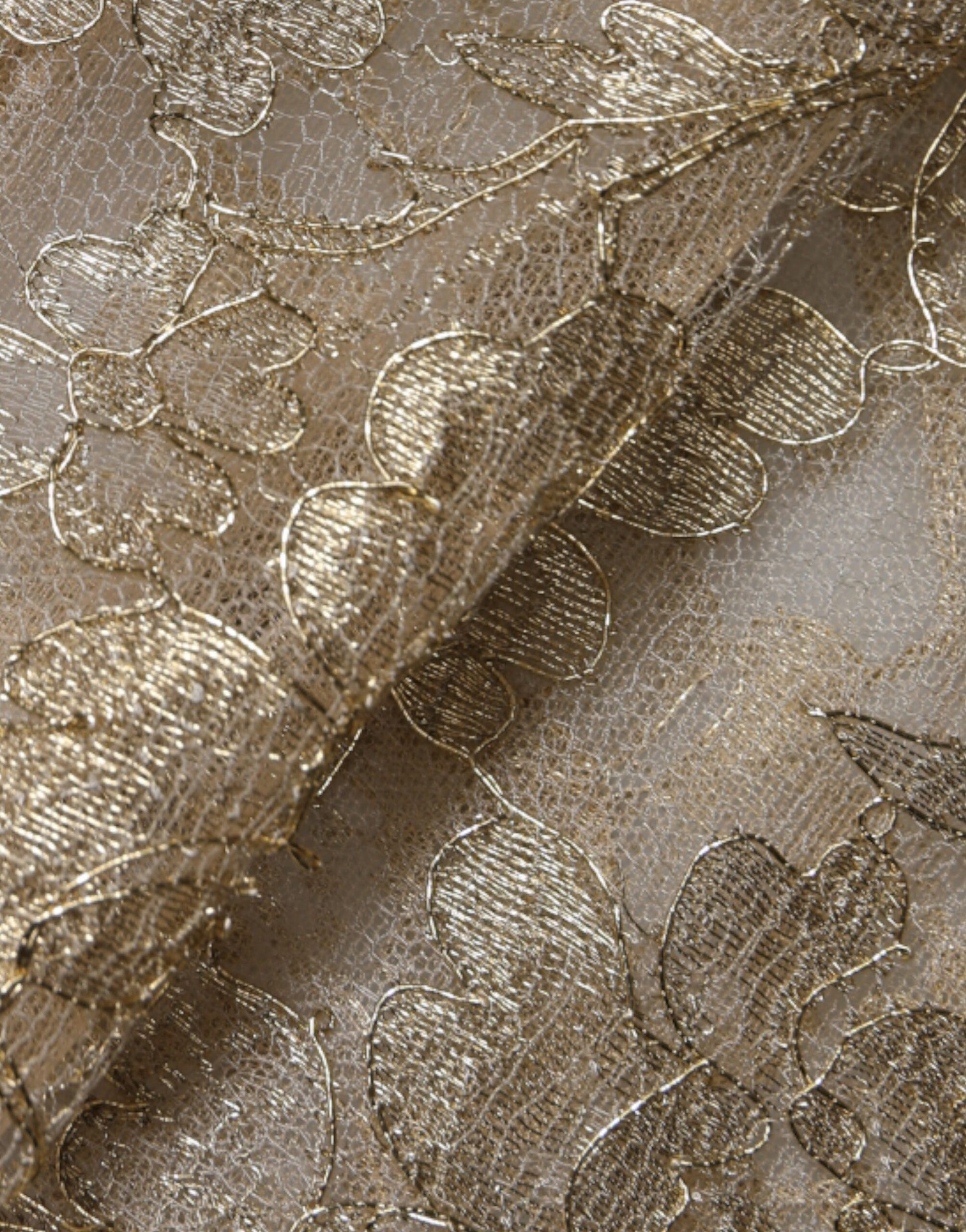 Gold floral lace sheath dress with embellishments