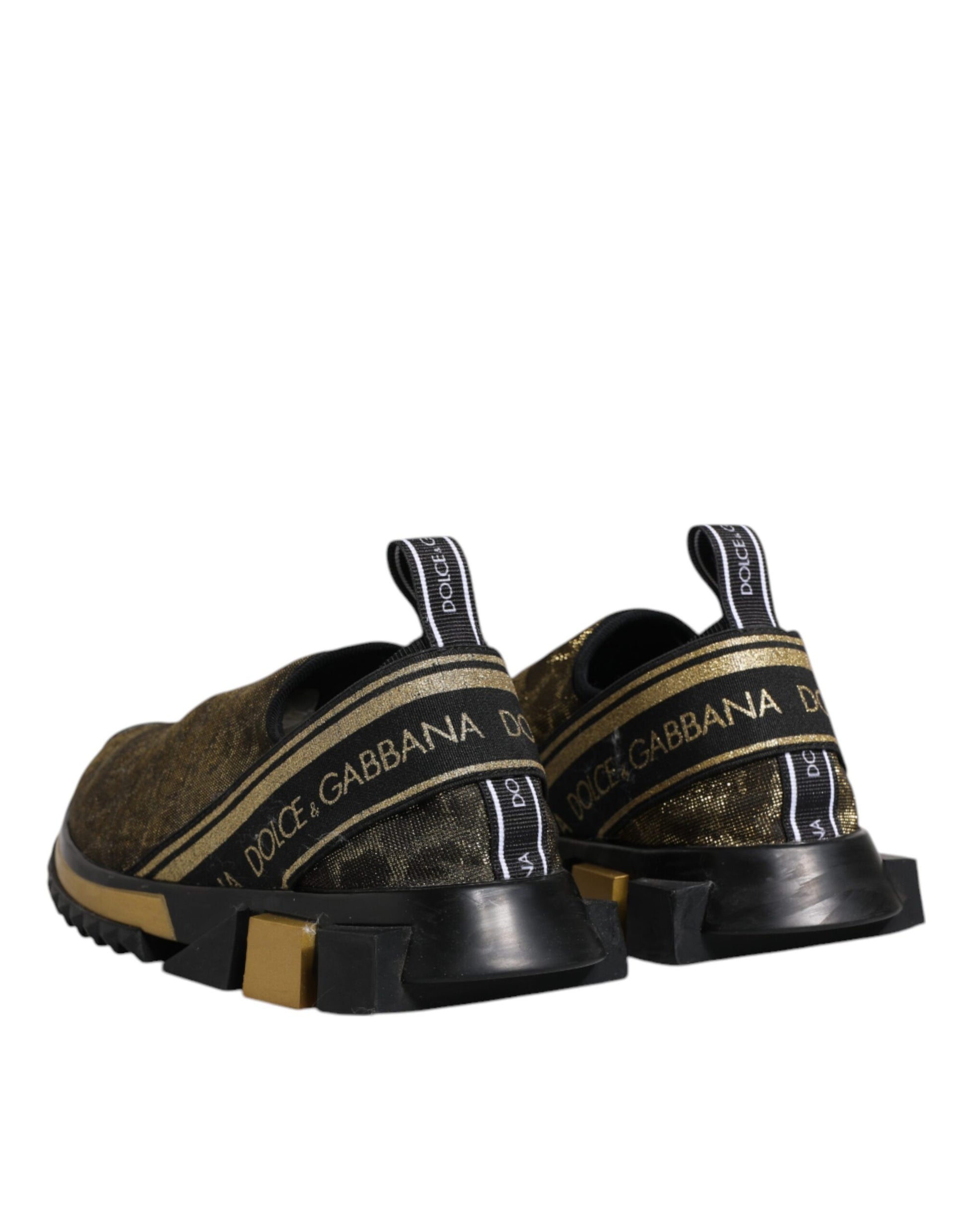 Pair of glittery sneakers with gold accents
