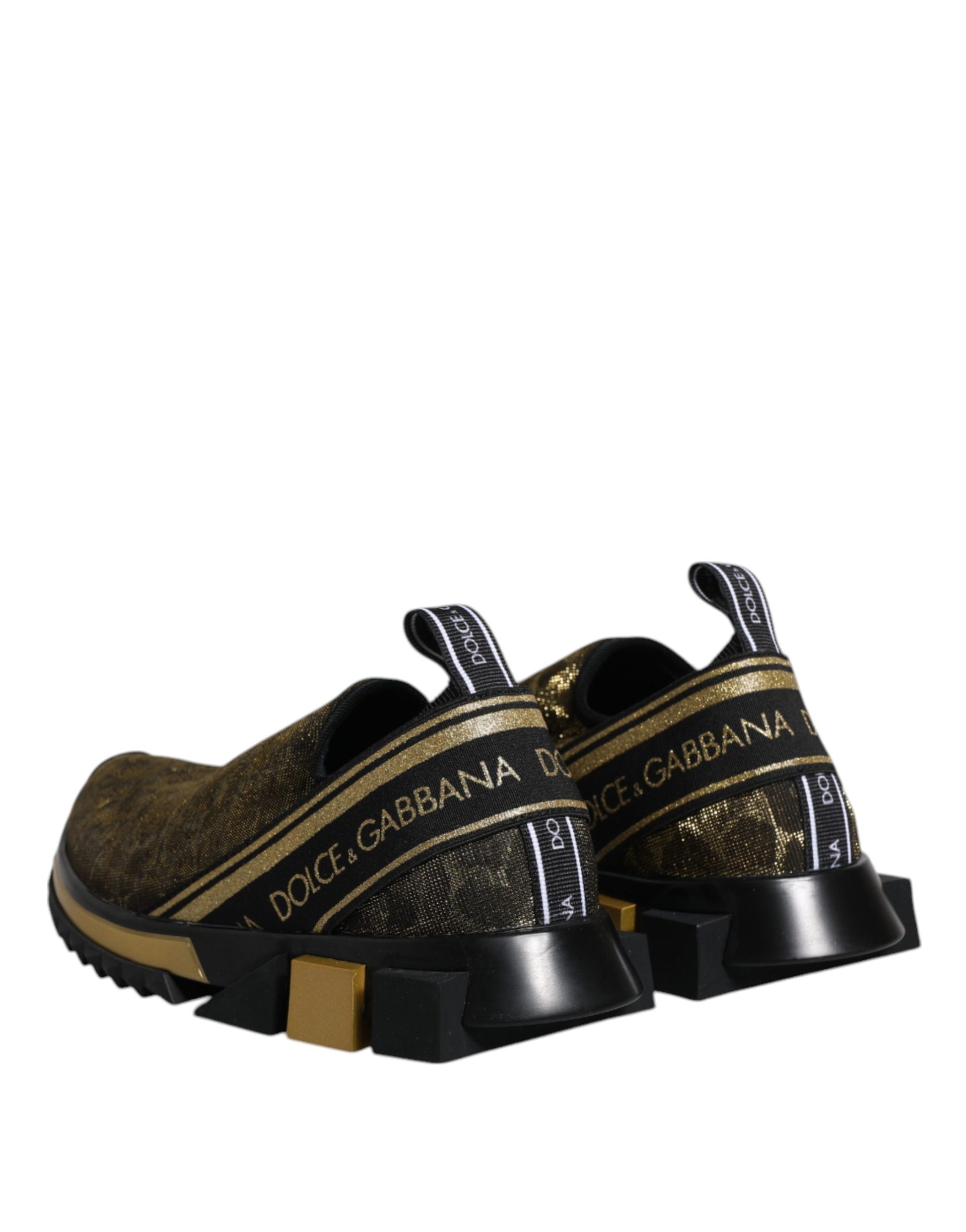 High top sneakers with gold accents and brand name on side
