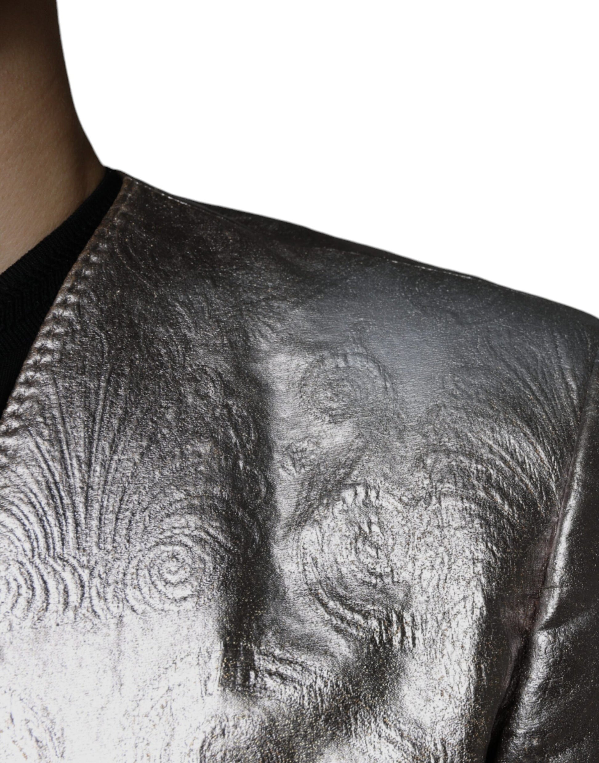 A gold jacquard single breasted dress blazer from Dolce & Gabbana