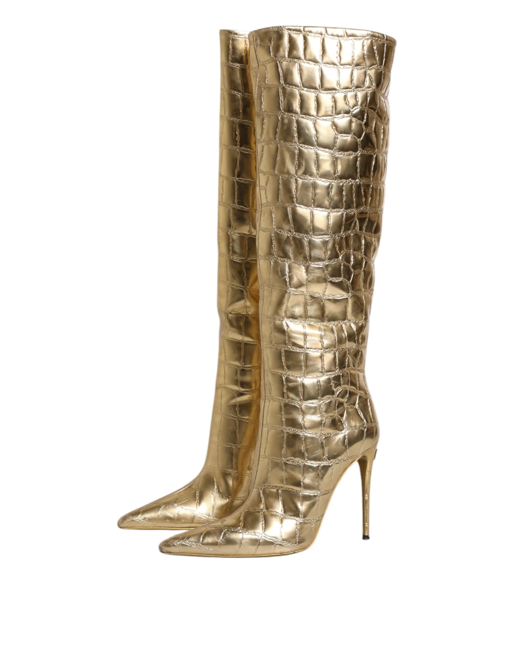 Gold glittery knee high boots