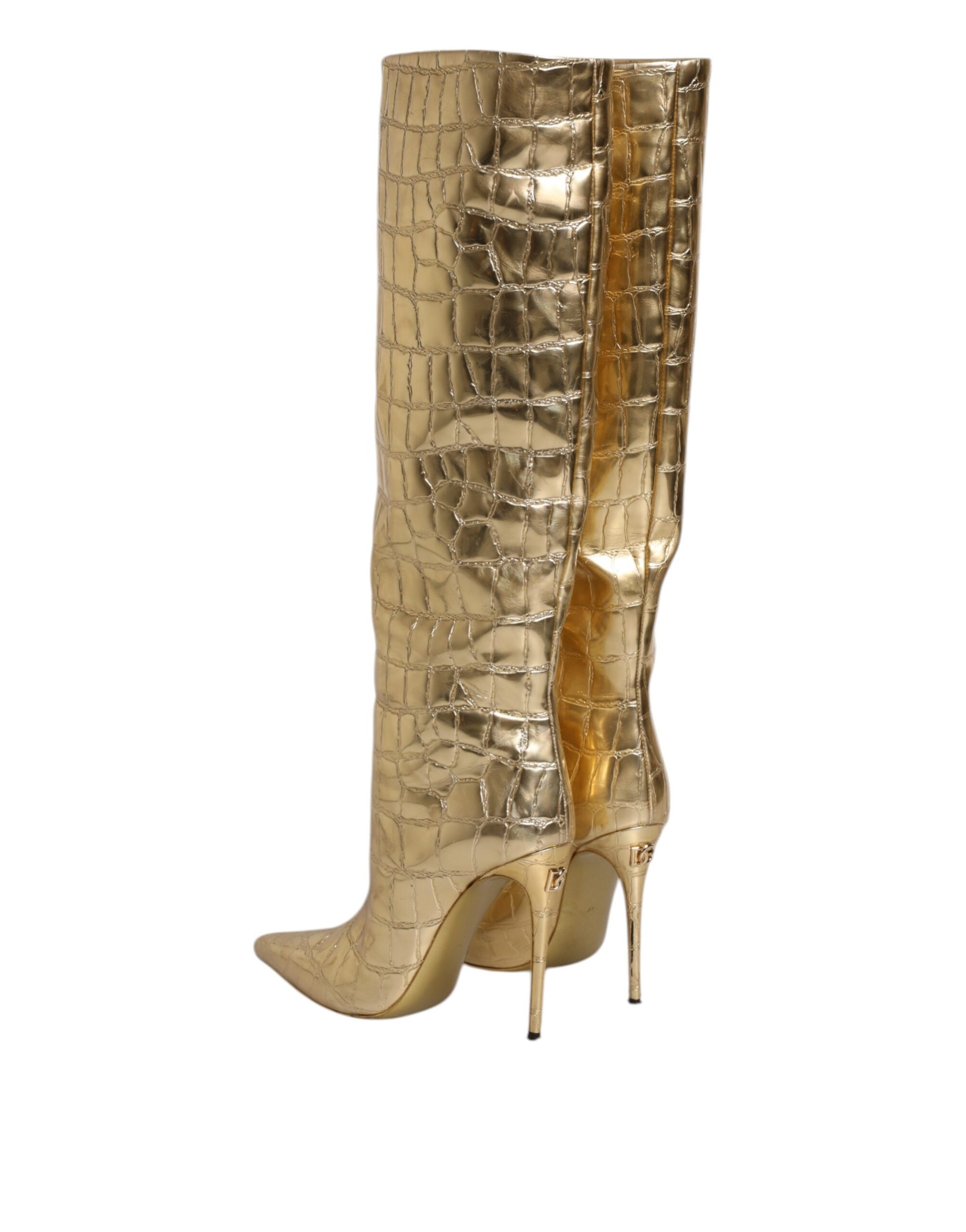 Gold glittery knee high boots