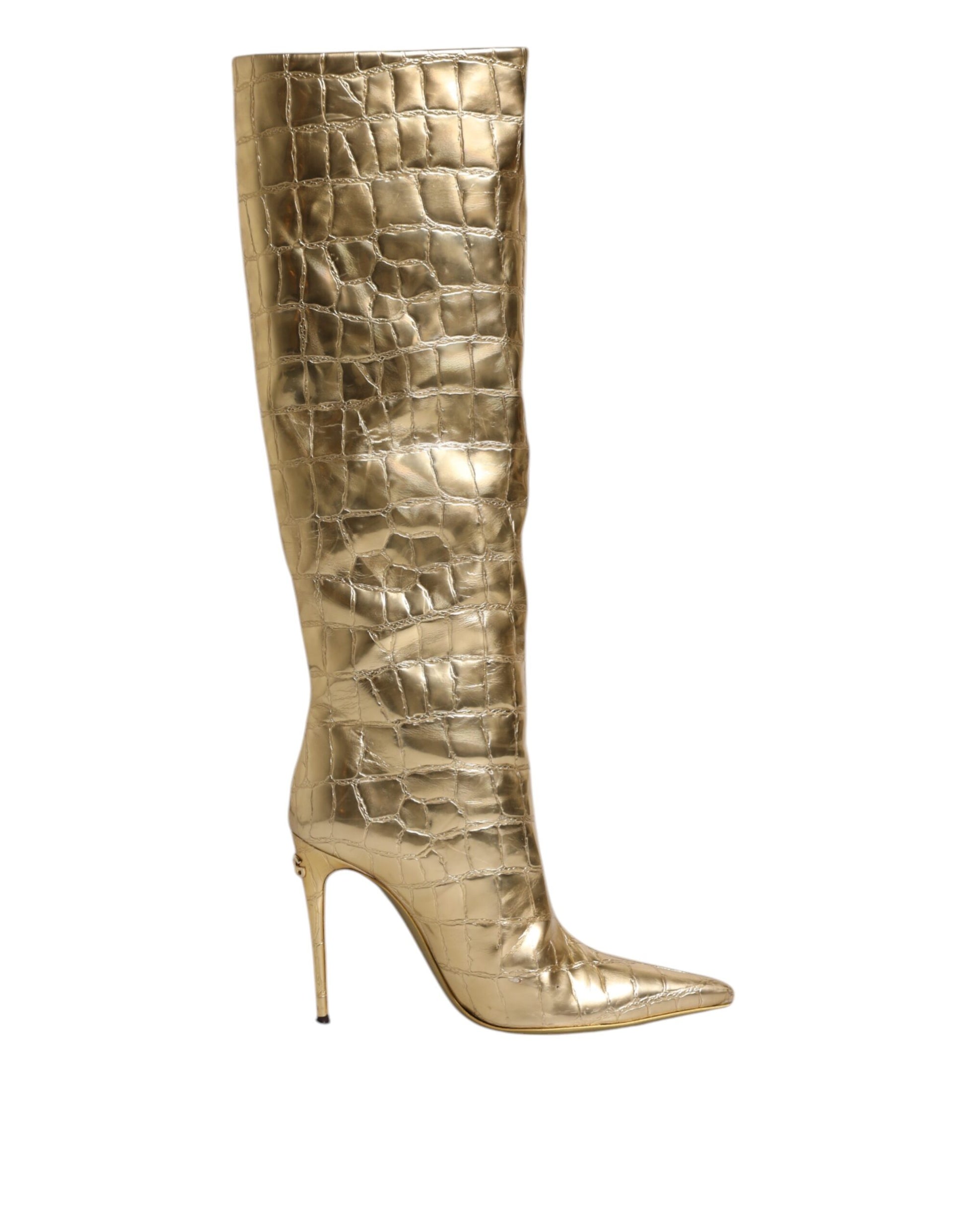 Gold glittery knee high boot