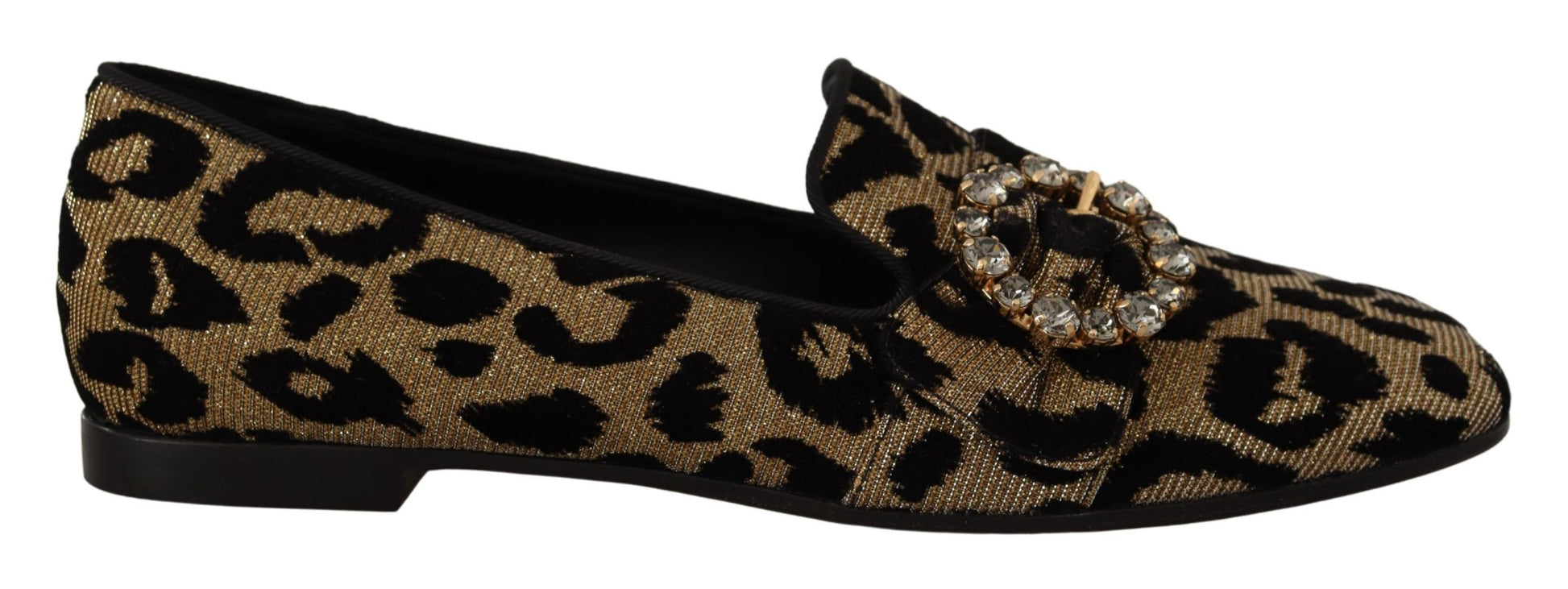Pair of women's shoes with animal print and rhinestones