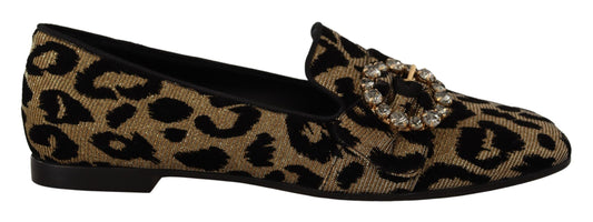 Pair of women's shoes with animal print and rhinestones