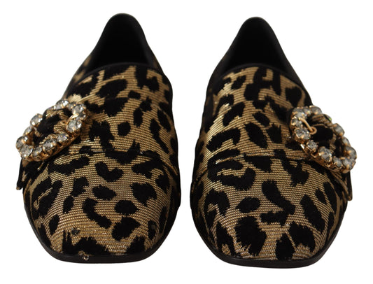 Pair of women's shoes with animal print and rhinestone accents