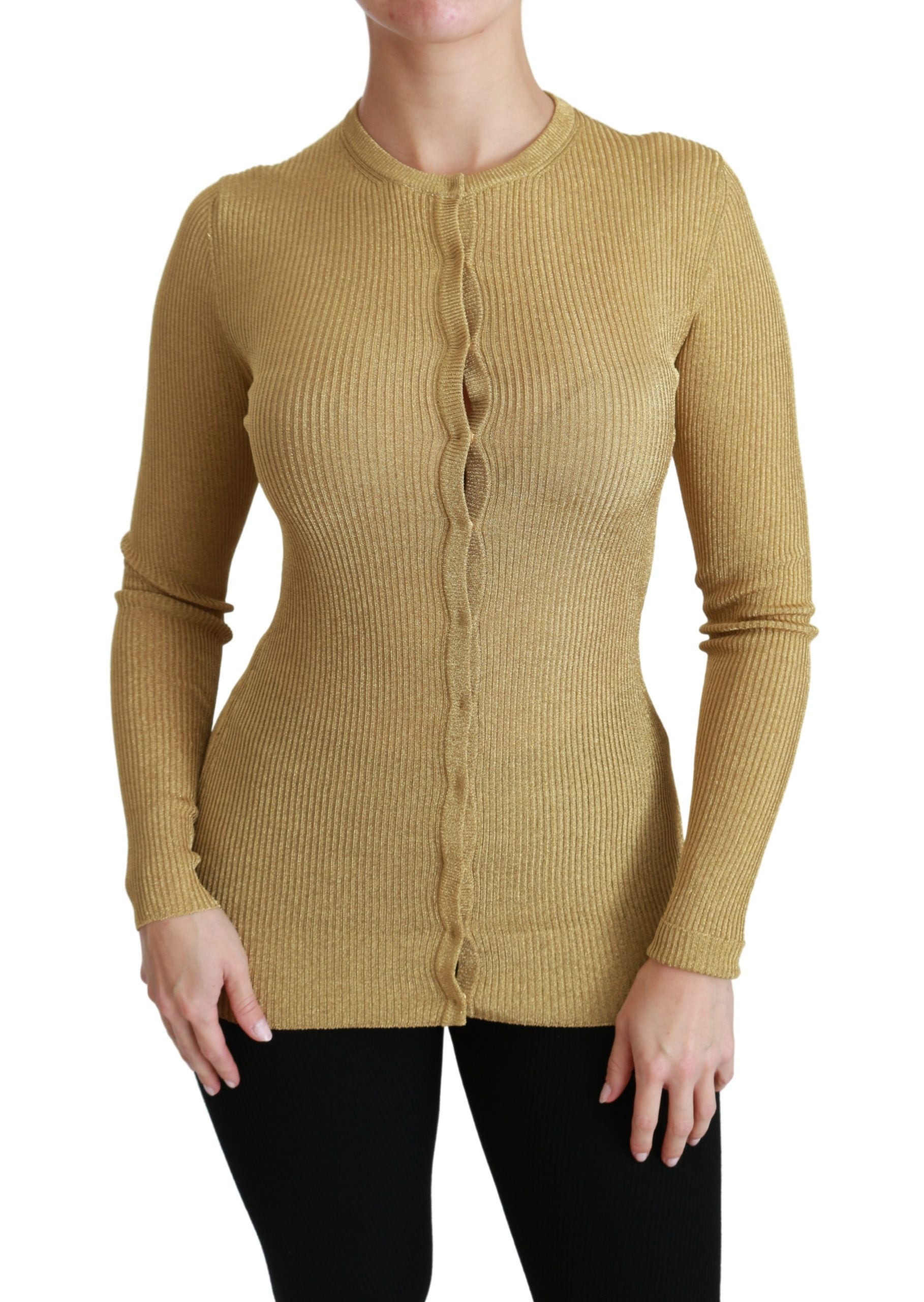 Woman wearing a yellow knit sweater