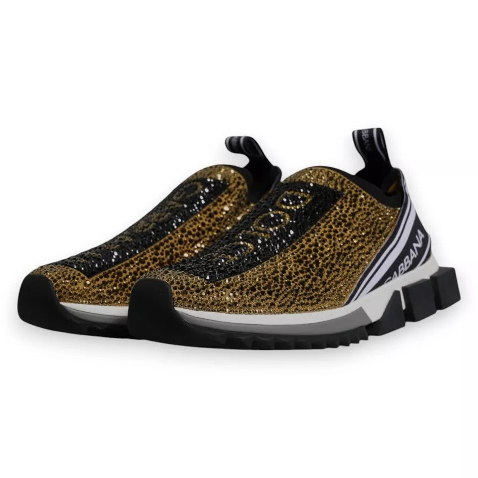 Pair of women's sneakers with glittery pattern and black laces