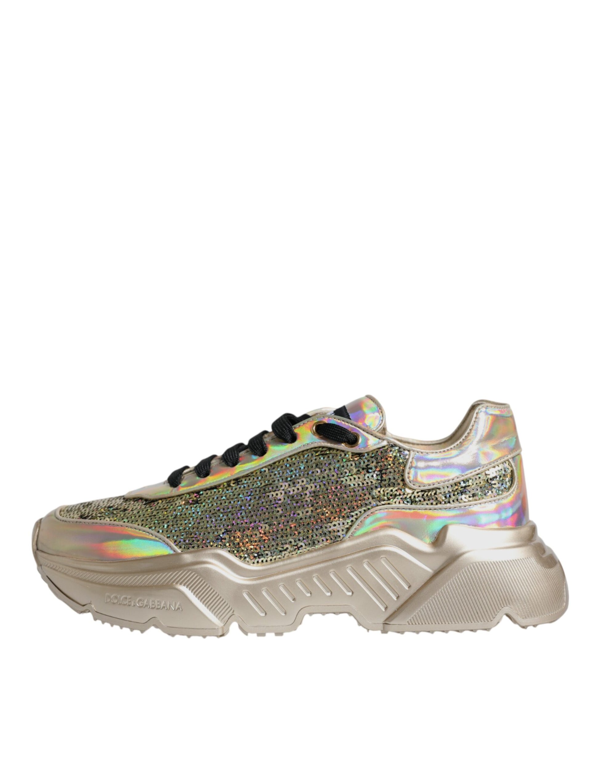 Shoe with a glittery pattern on top and sides
