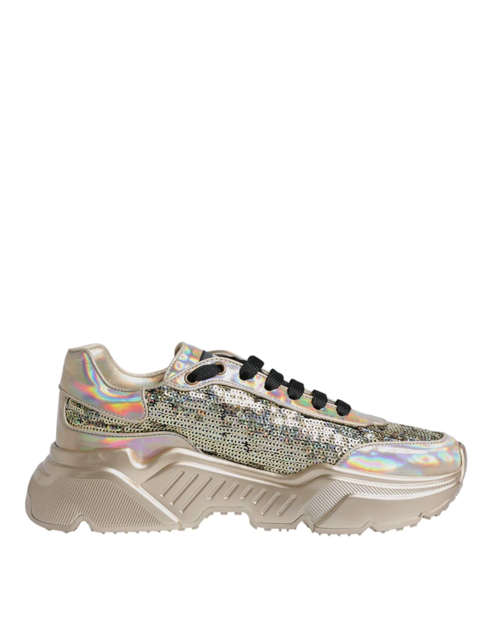 A single shoe against a plain background. It appears to be a high-top sneaker with a glittery or iridescent upper materia