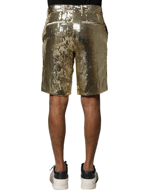 Gold sequin shorts on a mannequin