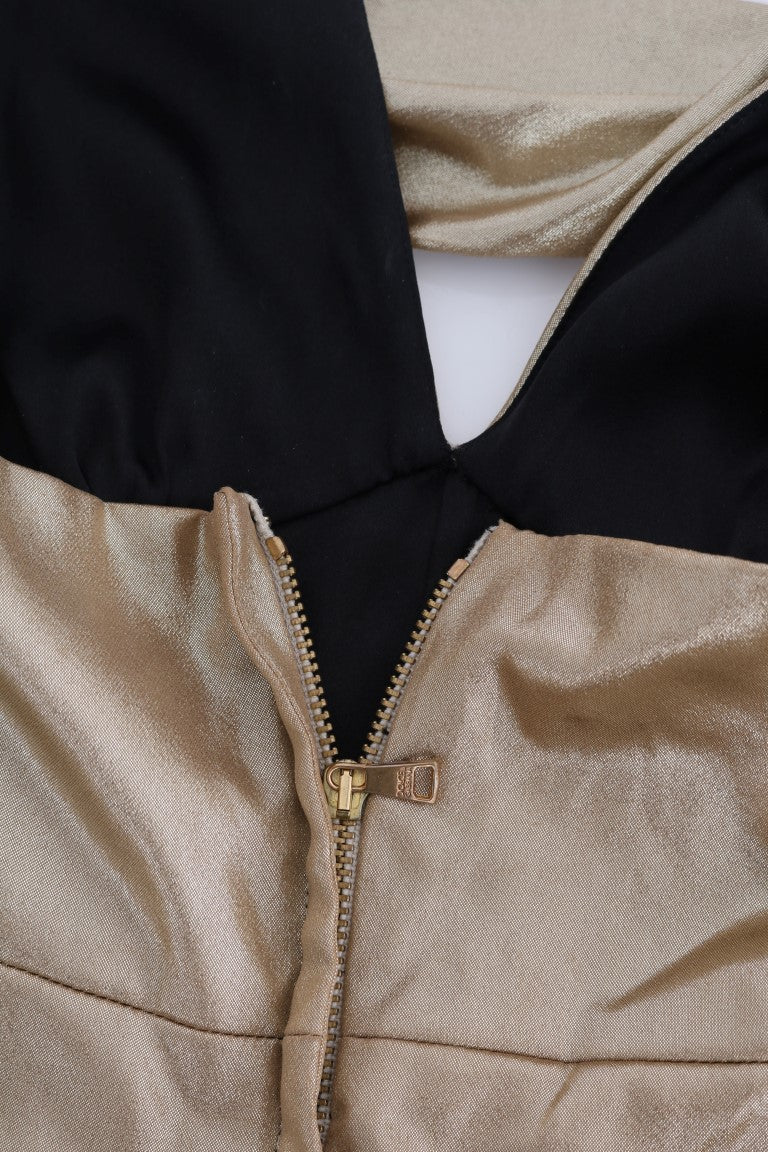 Black jacket with gold zipper and lining