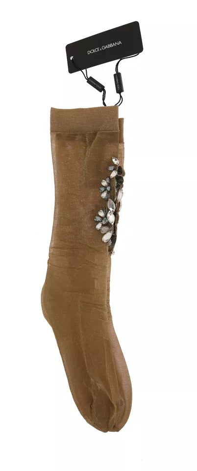 Brown sock with sequins on top