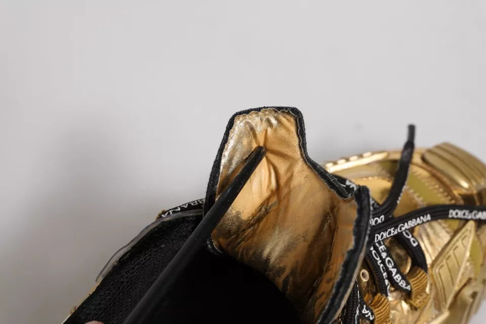 Gold shoe with black laces