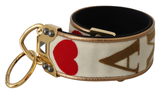 Black and gold dog collar with heart design