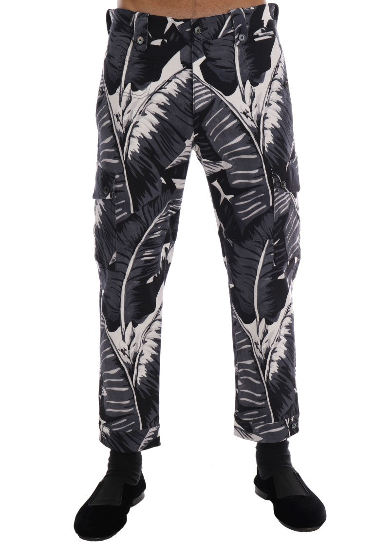 Pair of men's pants with tropical leaf pattern