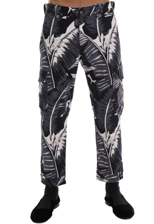 Pair of men's pants with tropical leaf pattern