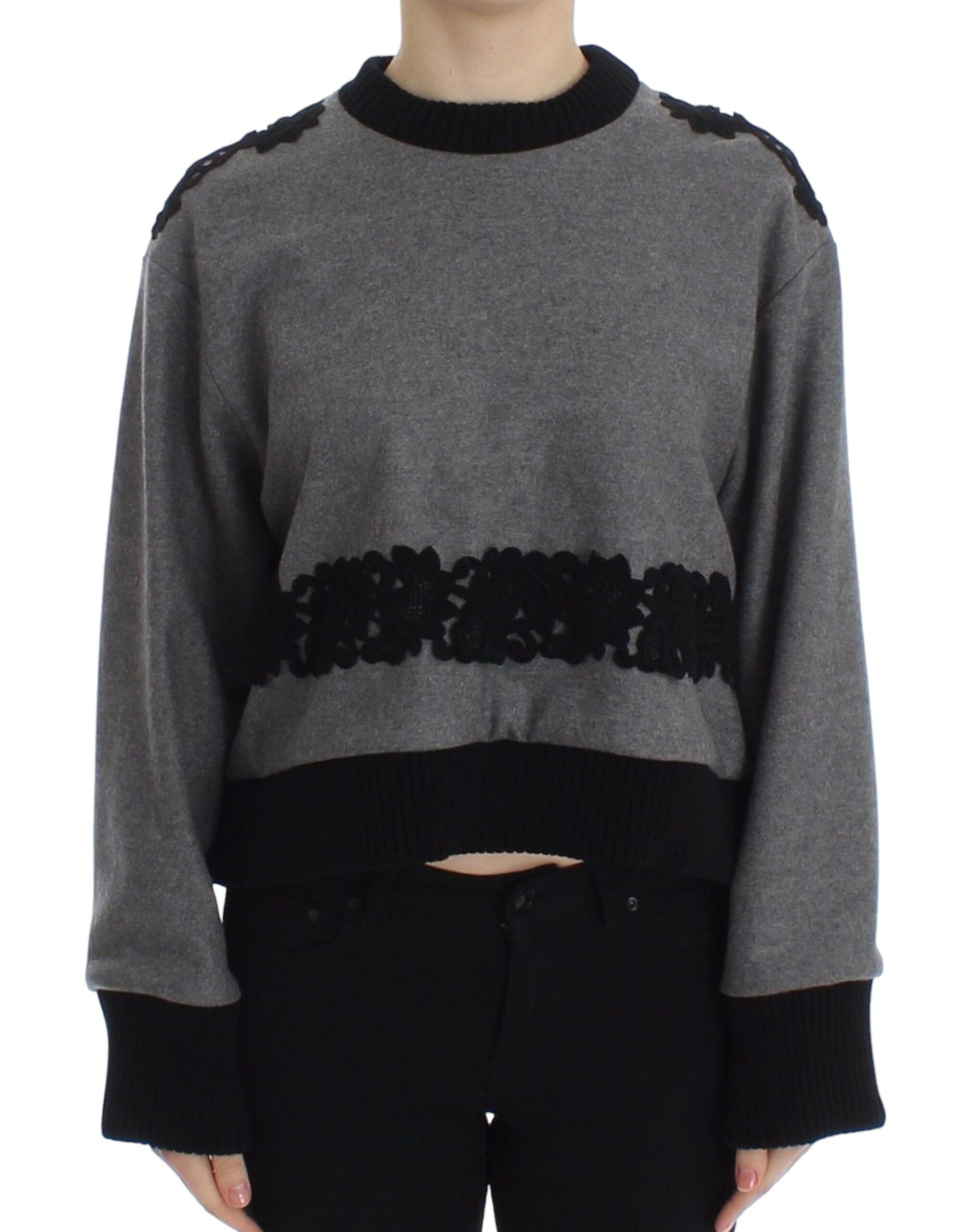 Long sleeve sweater with fringe detailing on neckline