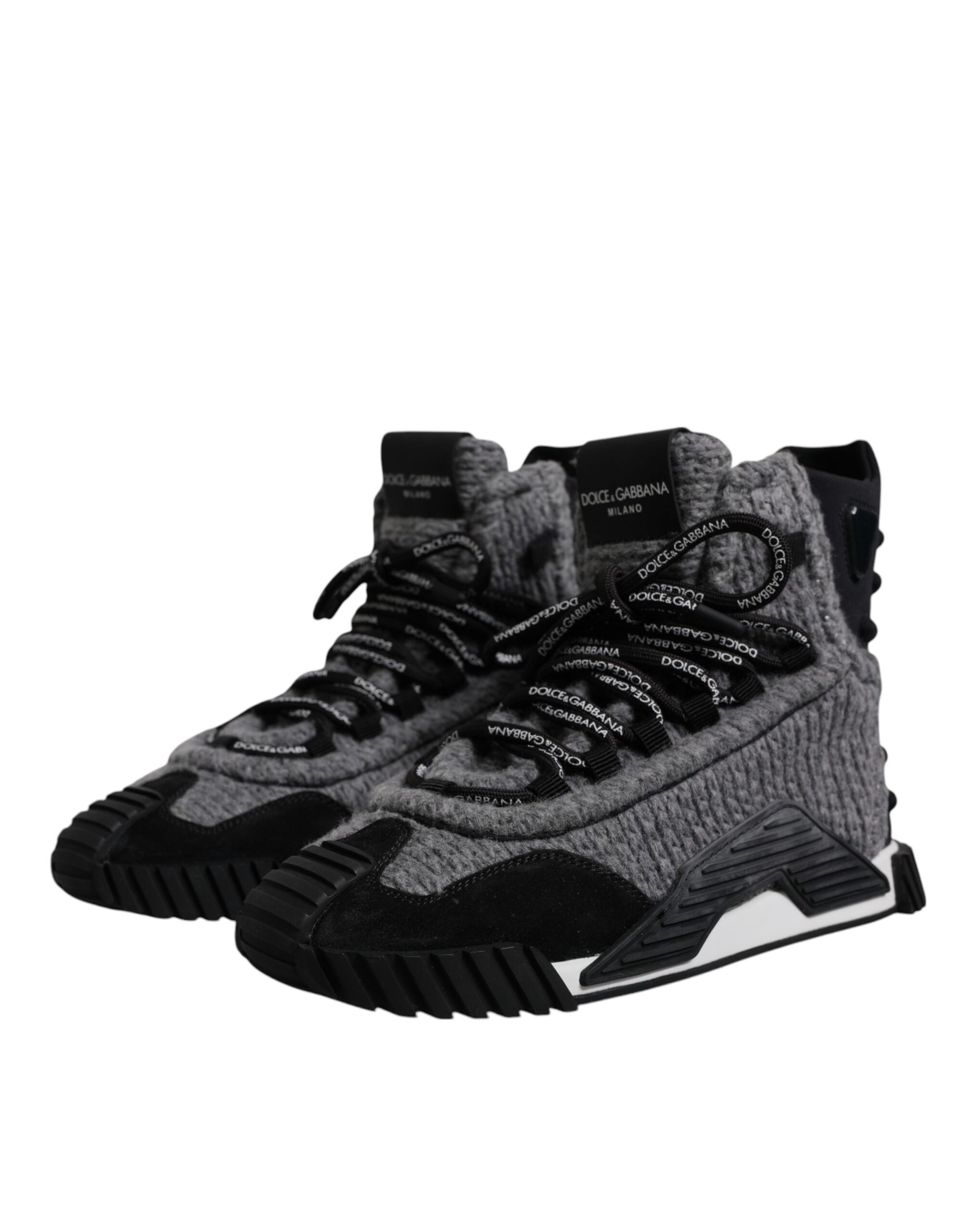 Pair of hiking boots with laces