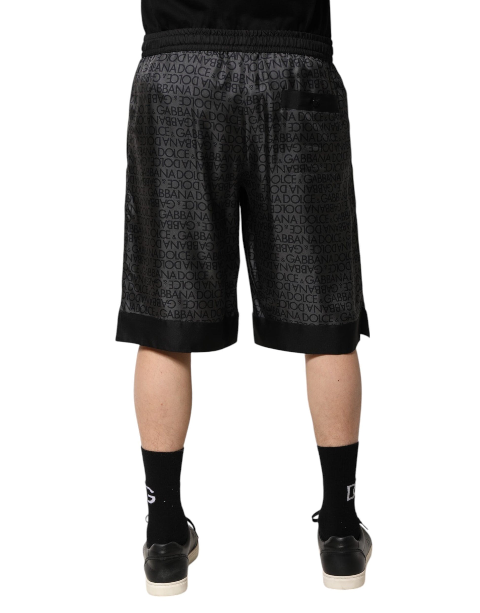 Black shorts with white pattern on man's legs