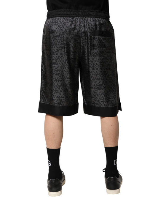 Black shorts with white pattern on man's legs