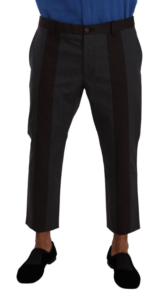 Men's dress pants with a striped pattern on legs
