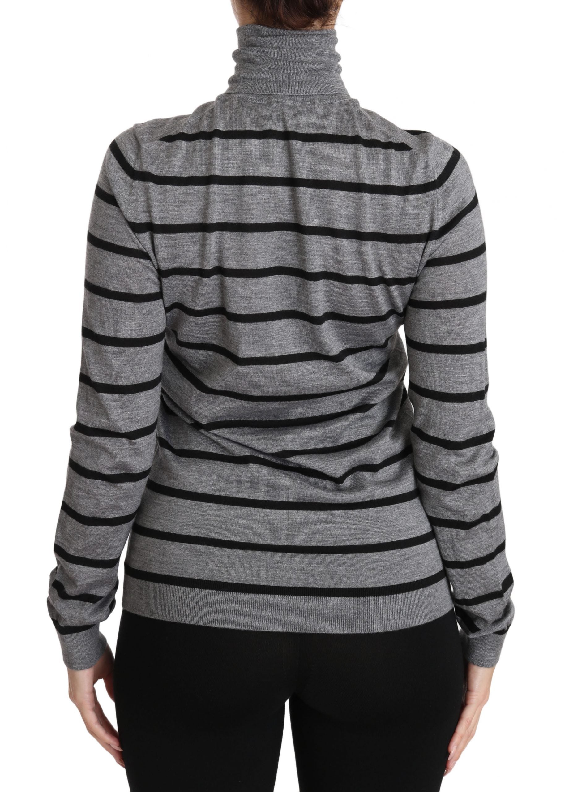 Striped sweater on woman's back