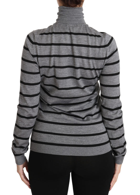 Striped sweater on woman's back