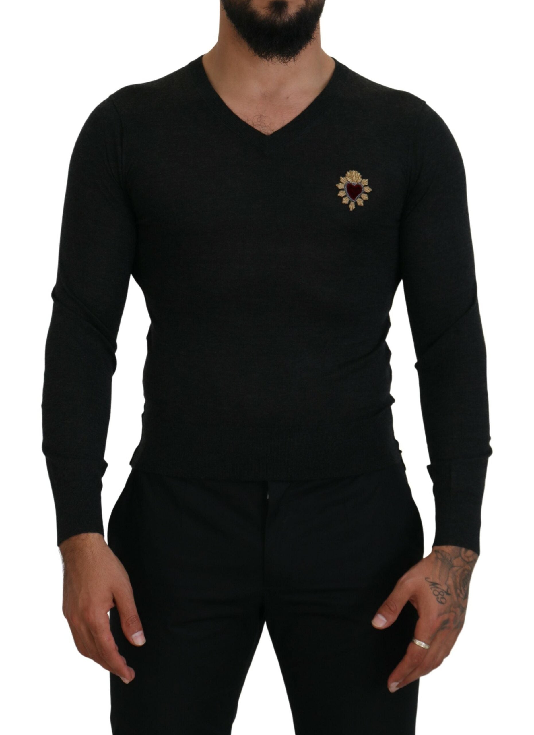 Black long sleeve shirt on man