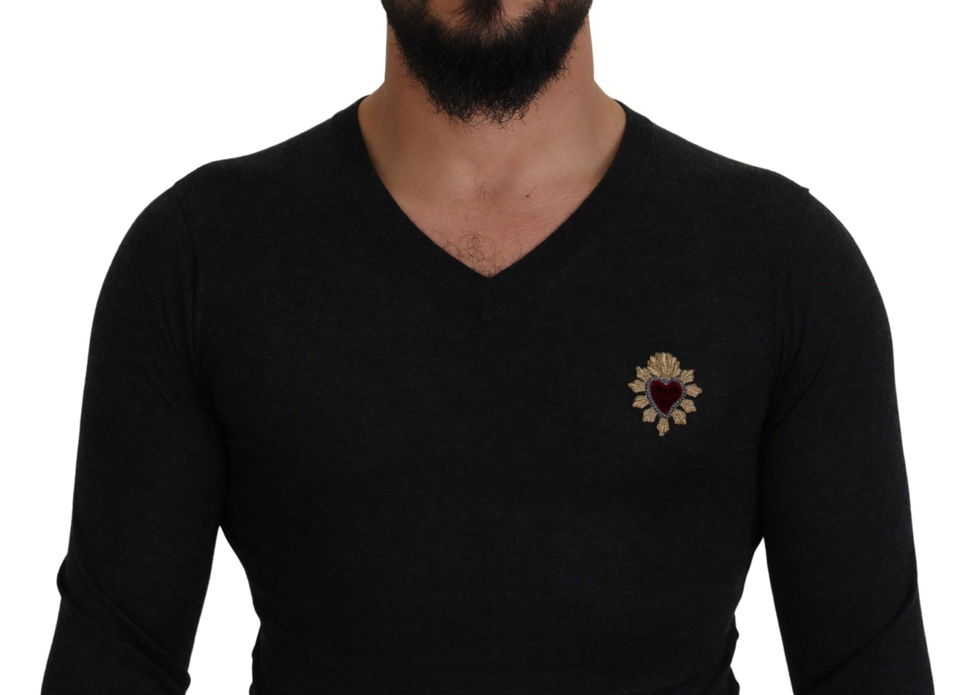 Black long sleeve shirt with a v-neckline