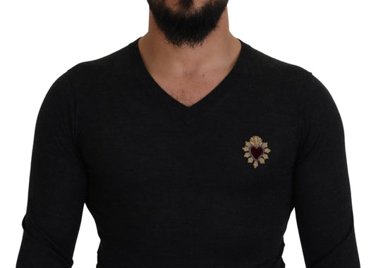 Black long sleeve shirt with a v-neckline