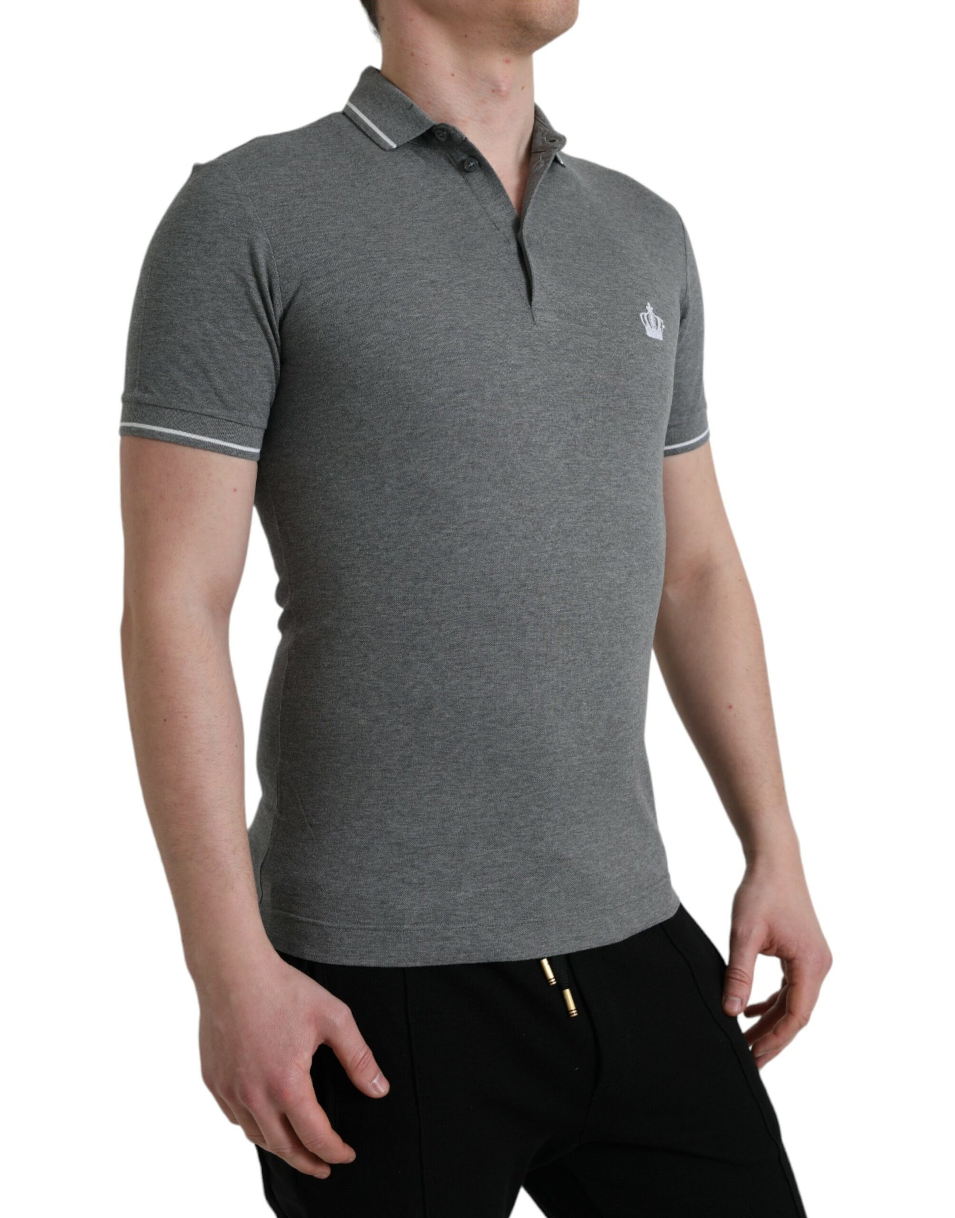 Men's polo shirt in heather gray with black trim
